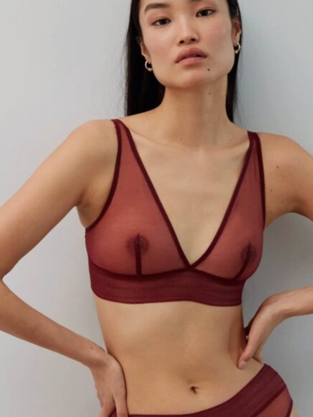 NWOT - Else Women's Deep Red Mesh Bralette size Small - S